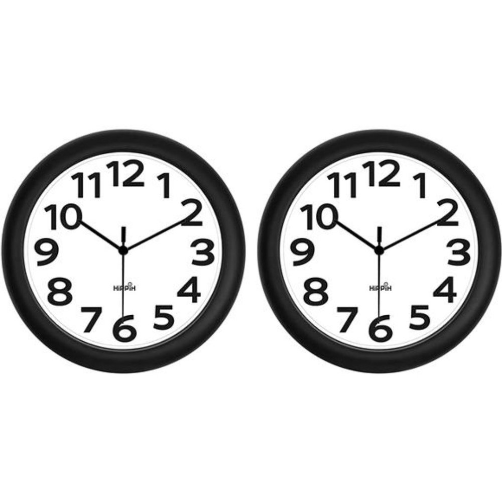 2 Pack Silent Wall Clock, 10 Inch Non Ticking Quiet Digital Sweep Decorative